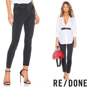RE/DONE ORIGINALS High Rise Ankle Crop in Washed Black size 26